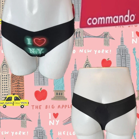 Commando M/L Black I Heart New York Graphic Laser Cut Edges Thong Panties - Picture 1 of 5